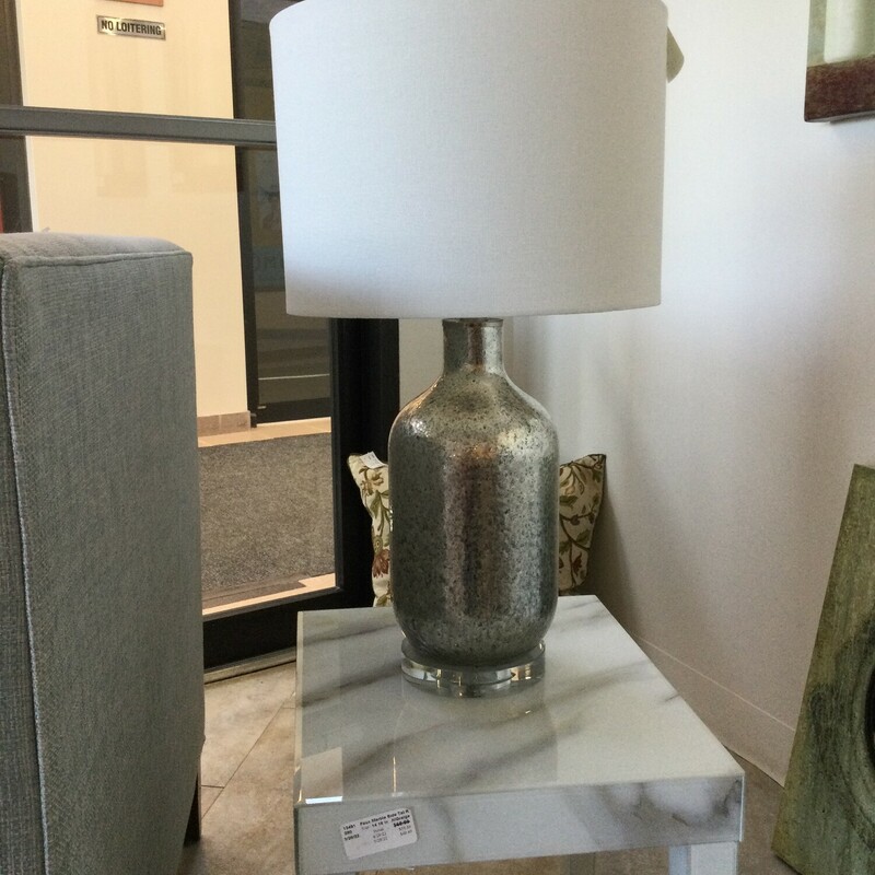 Table Lamp W/ Shade<br />
White Shade & Mercury Glass Base<br />
Size: 24 In